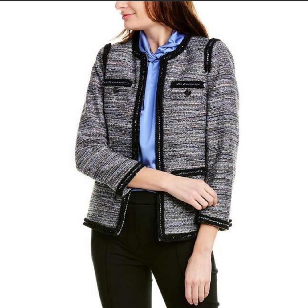 Anne Klein Tweed Open Front Jacket/Blazer